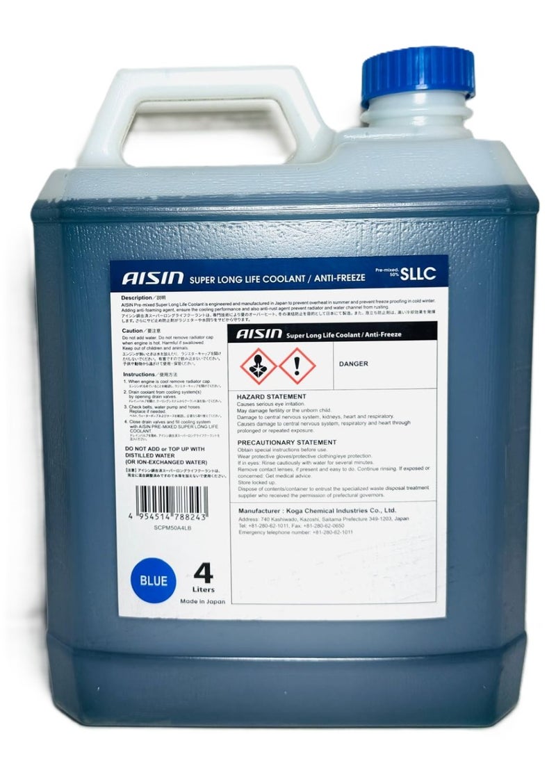 AISIN Blue Antifreeze / Coolant Premixed 50/50 4Ltr (Made in Japan) - Image 3